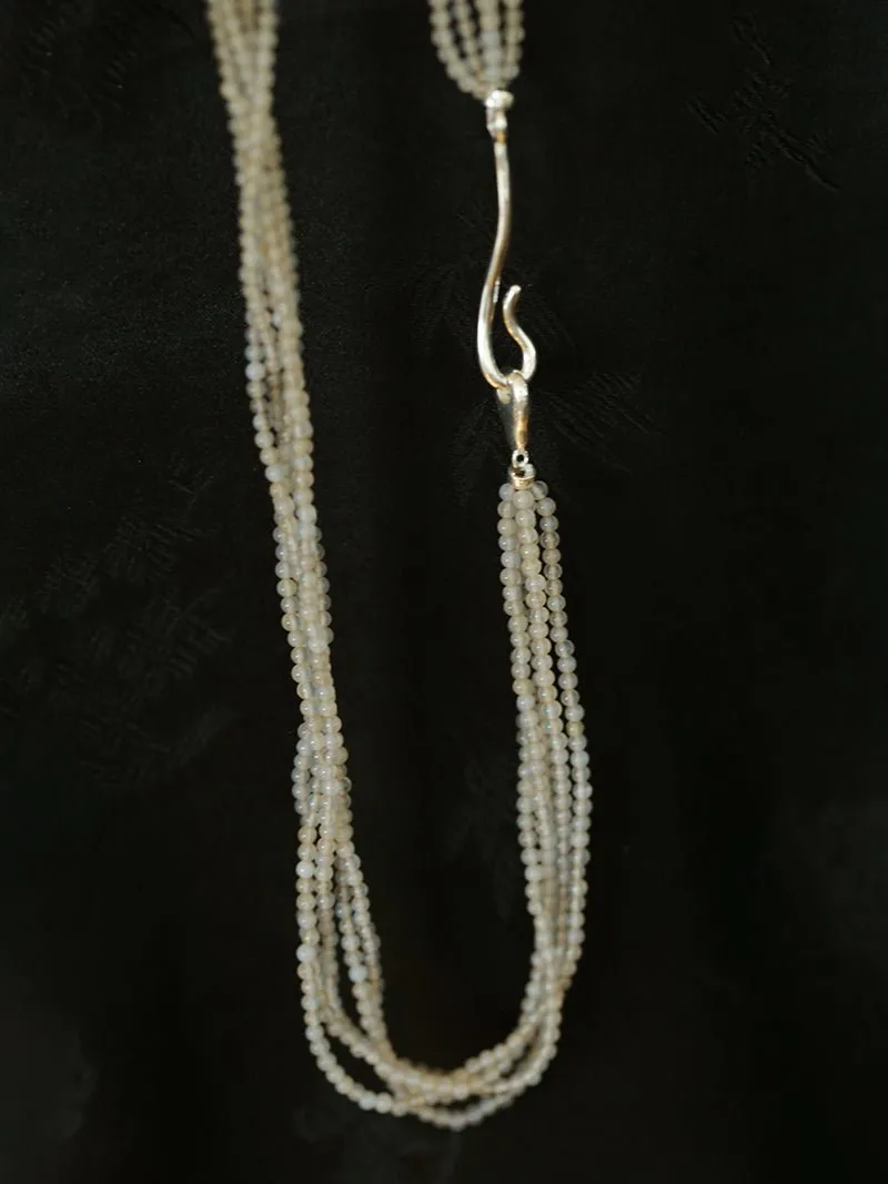 Multi-Layered Mini Gray Onyx Beaded Necklace