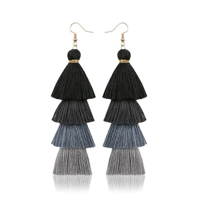 Multilayer Bohemian Tassel Earrings