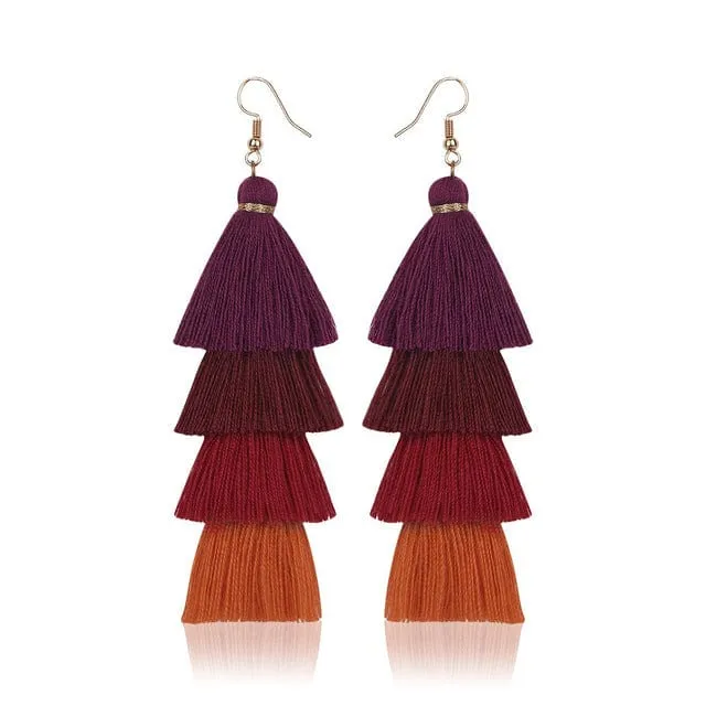 Multilayer Bohemian Tassel Earrings