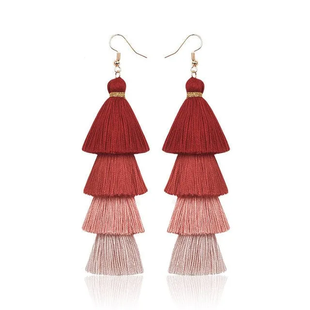 Multilayer Bohemian Tassel Earrings