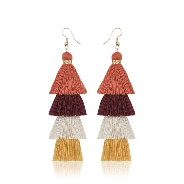 Multilayer Bohemian Tassel Earrings