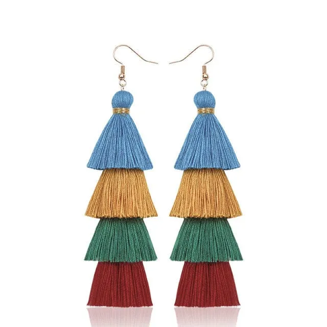 Multilayer Bohemian Tassel Earrings