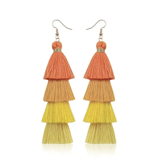 Multilayer Bohemian Tassel Earrings