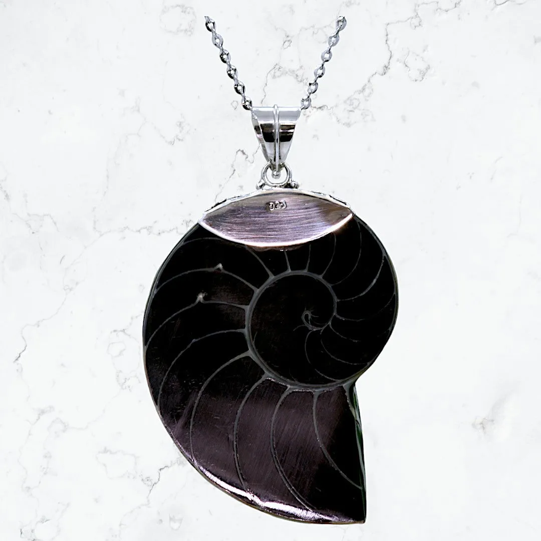 Nautilus Natural Black Pearl Shell Necklace