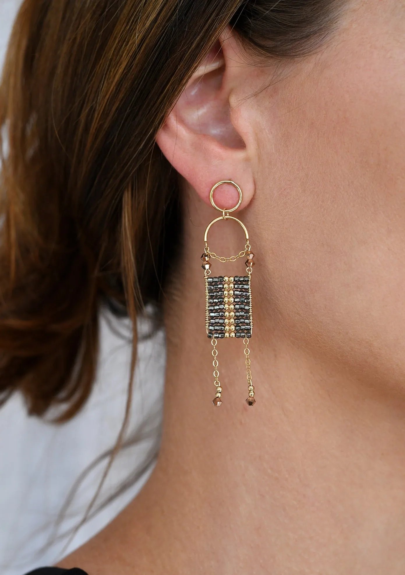 Olakira Pendant Earrings - SHINY GRAPHITE/GOLD