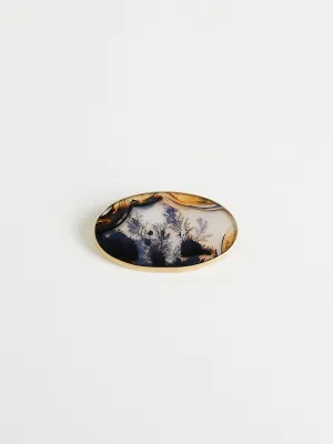 Oval Dendrite Brooch in 18k Yellow Gold