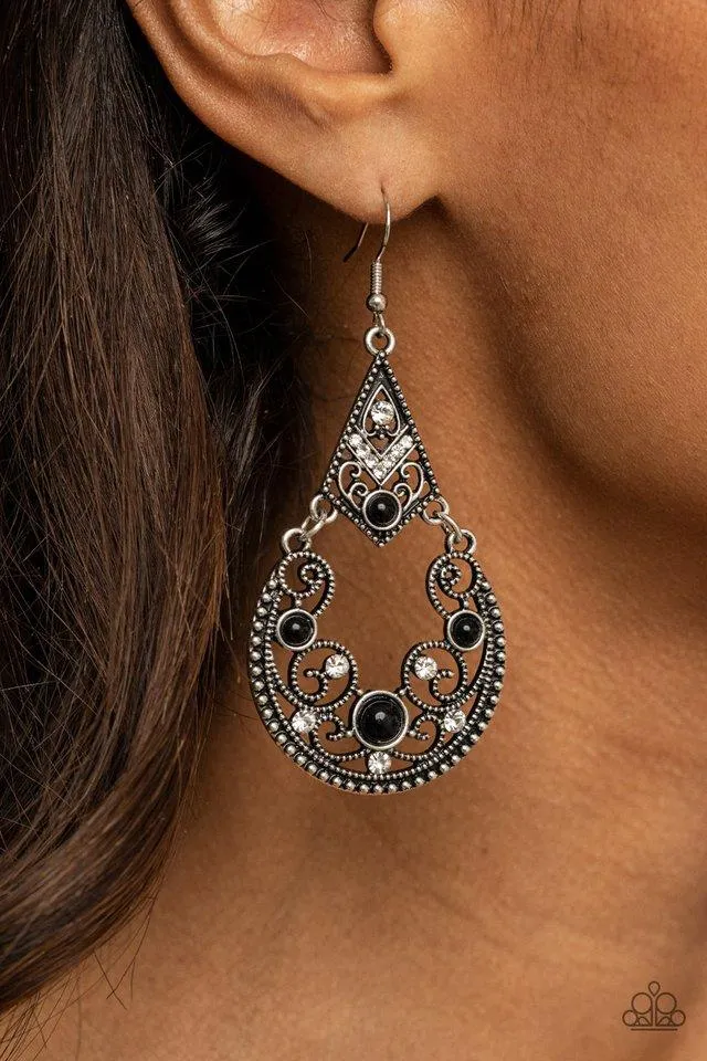 Paparazzi Bohemian Ball Earrings Black