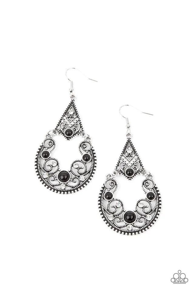 Paparazzi Bohemian Ball Earrings Black