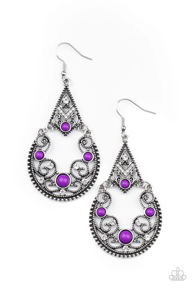 Paparazzi Earring ~ Bohemian Ball - Purple