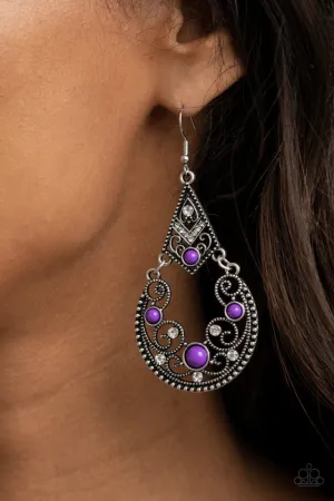 Paparazzi Earring ~ Bohemian Ball - Purple