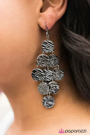 Paparazzi Earring ~ Metallic Pools - Black