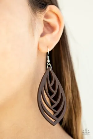 Paparazzi Earring ~ Out of the Woodwork - Brown