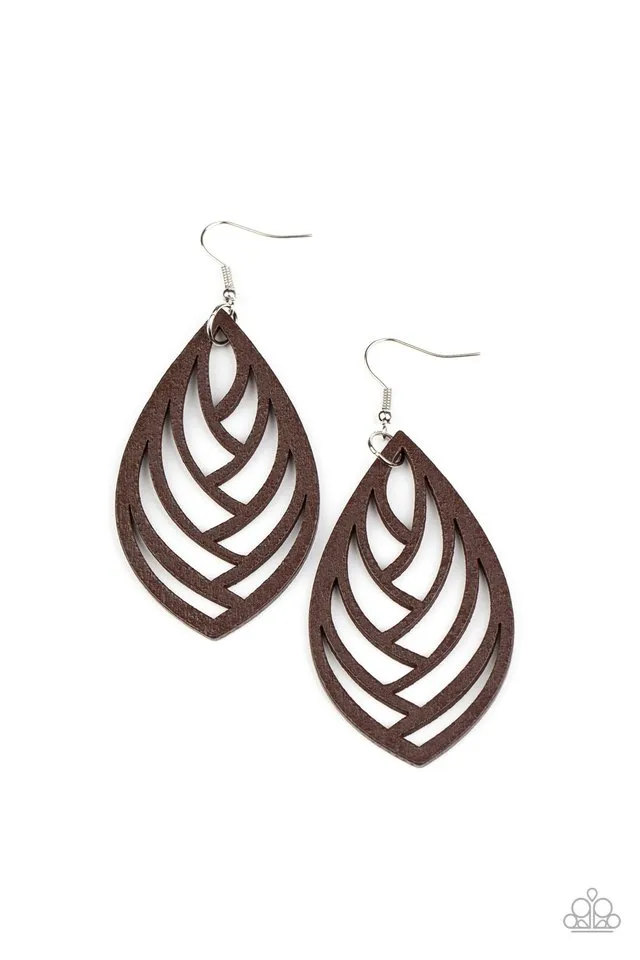 Paparazzi Earring ~ Out of the Woodwork - Brown