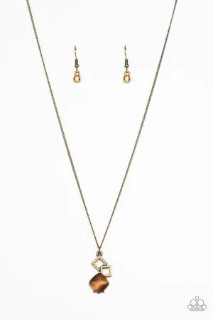 Paparazzi Necklace ~ Stylishly Square - Brass