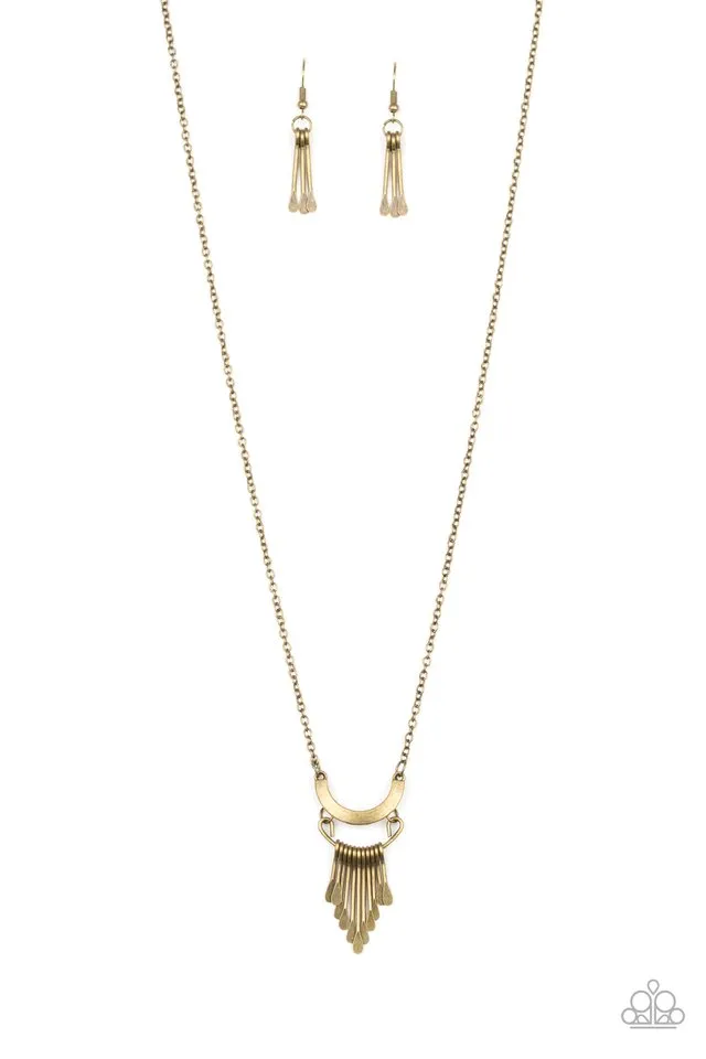 Paparazzi Necklace ~ Trendsetting Trinket - Brass