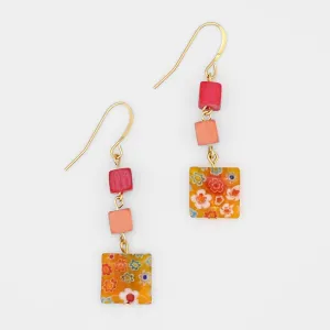 Peach Floral Drop Earring