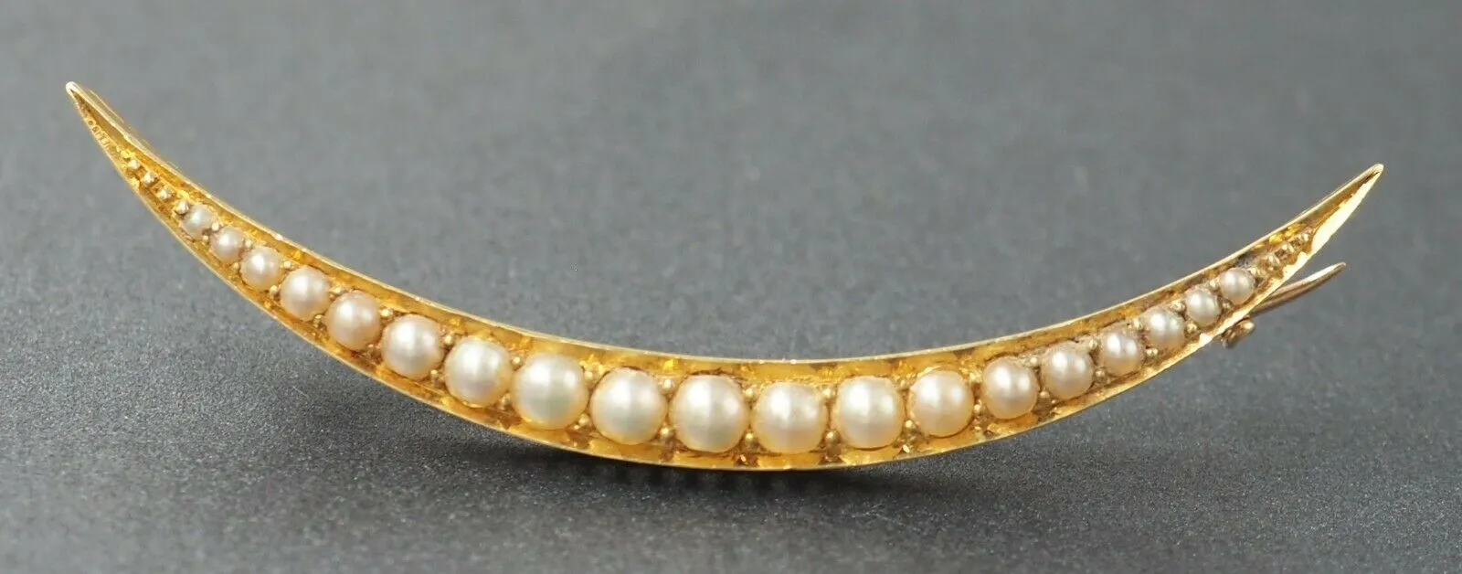 Pearl Crescent 9ct Yellow Gold Brooch