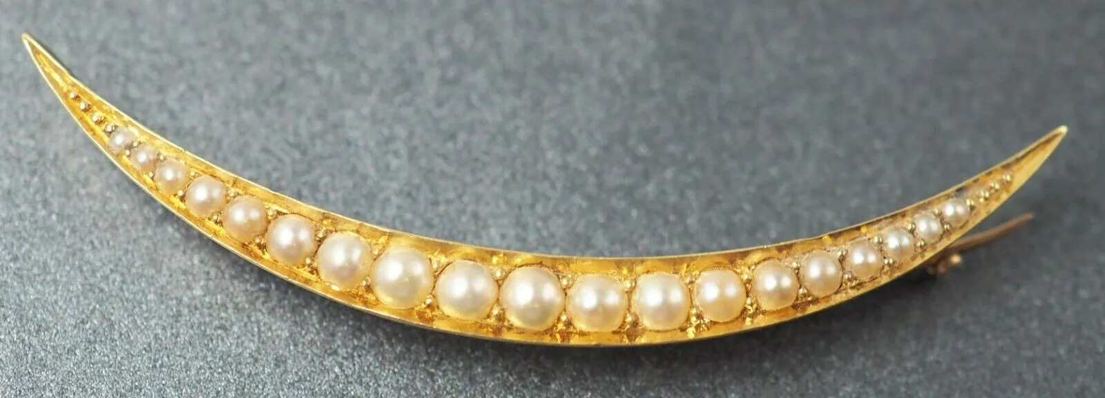 Pearl Crescent 9ct Yellow Gold Brooch