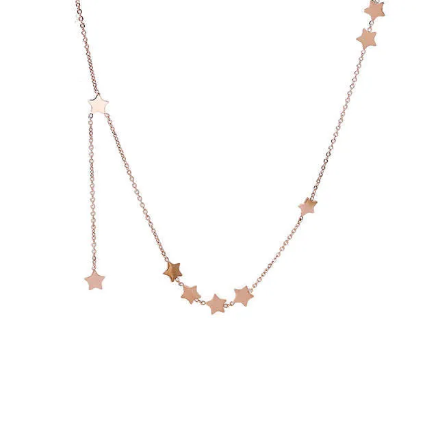 Pentagram Star Pendant Rosegold Necklace Stainless Steel