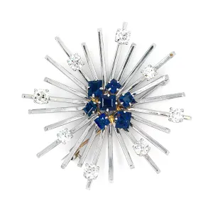 Platinum Snowflake Brooch with Diamonds & Sapphires