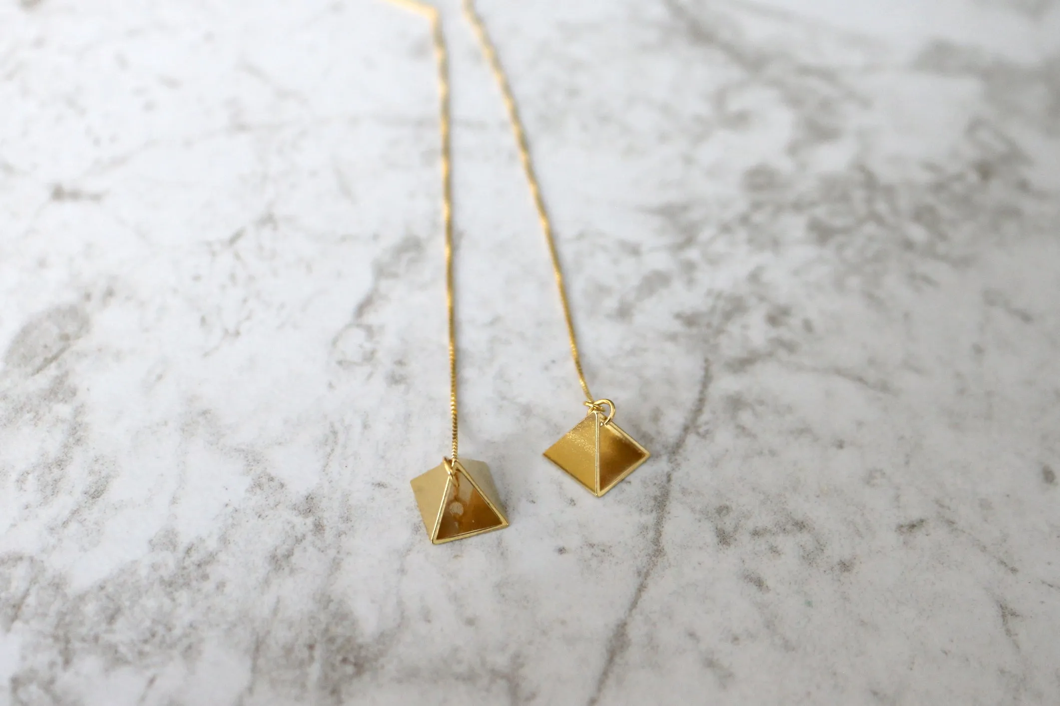 Power Pair // Pyramid Threader Earring, Gold Filled or Sterling Silver Dangle Earrings // BH-E019