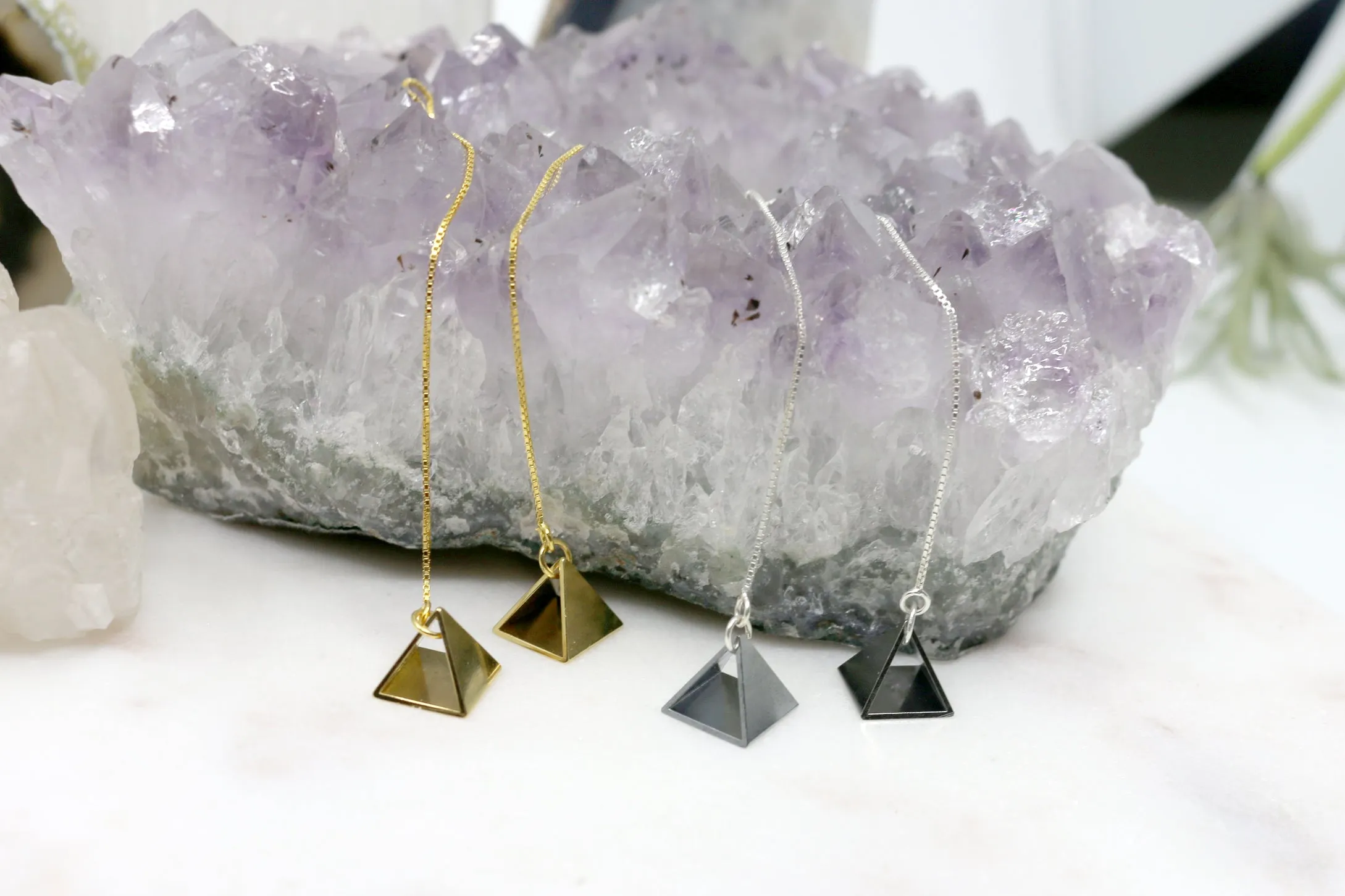 Power Pair // Pyramid Threader Earring, Gold Filled or Sterling Silver Dangle Earrings // BH-E019