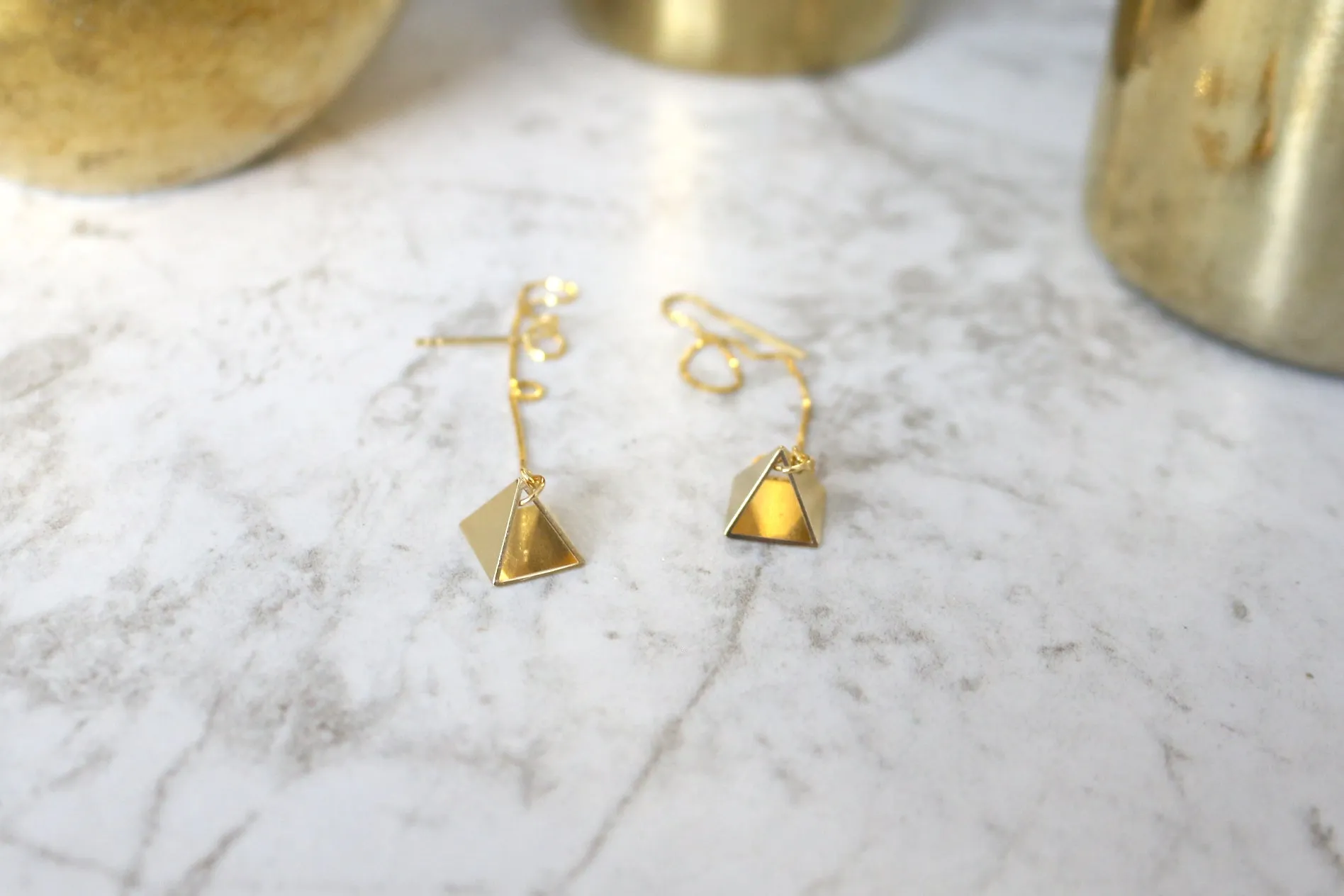 Power Pair // Pyramid Threader Earring, Gold Filled or Sterling Silver Dangle Earrings // BH-E019