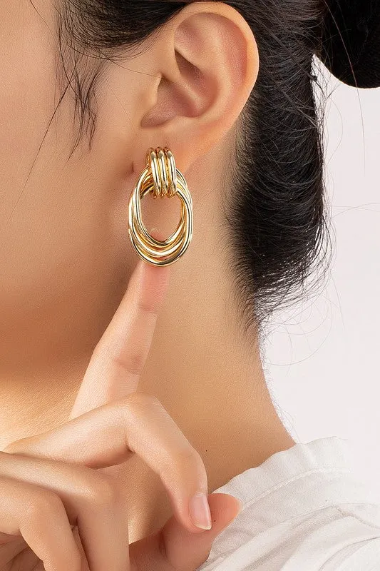 Premium Trio Metal Knot & Hoop Earrings