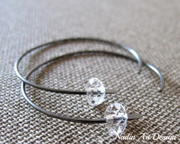 Quartz Crystals Sterling Silver Hoop Earrings