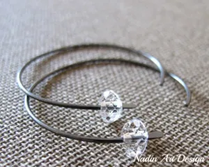 Quartz Crystals Sterling Silver Hoop Earrings