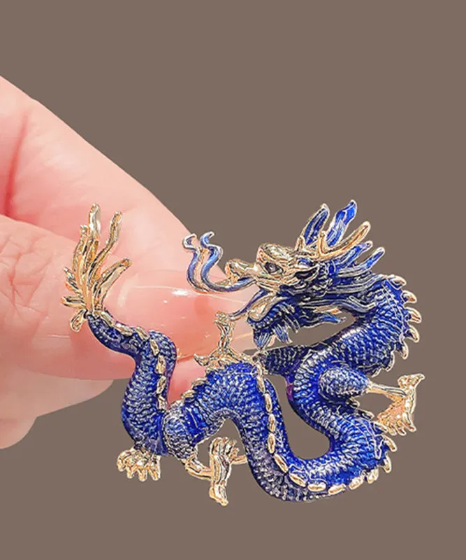 Regular Blue Alloy Enamel Dragon Shaped Brooches WP014