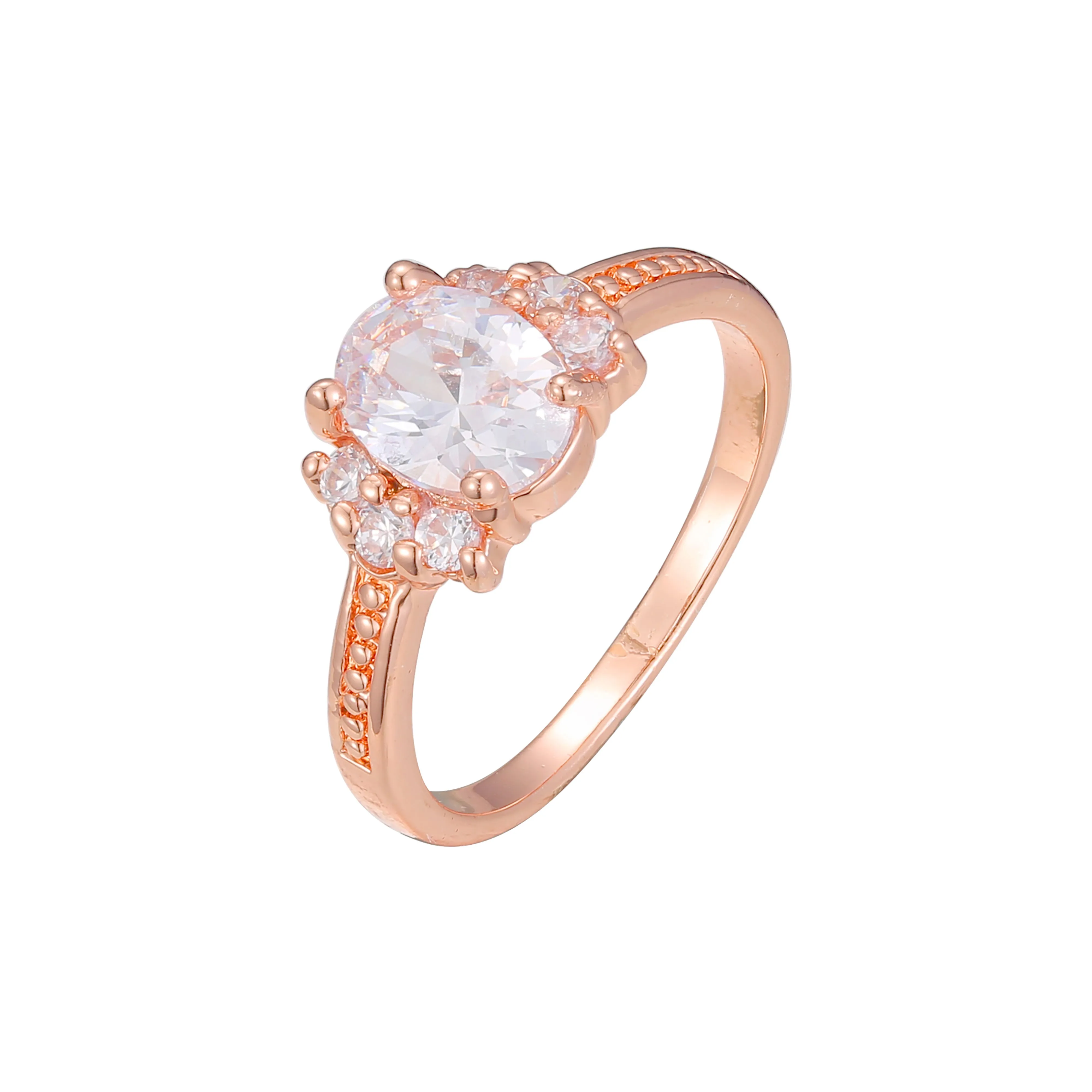 Rose Gold luxurious solitaire white CZ rings