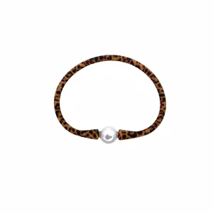 SB-2649 SILICONE BRACELET LEOPARD WITH WHITE  PEARL