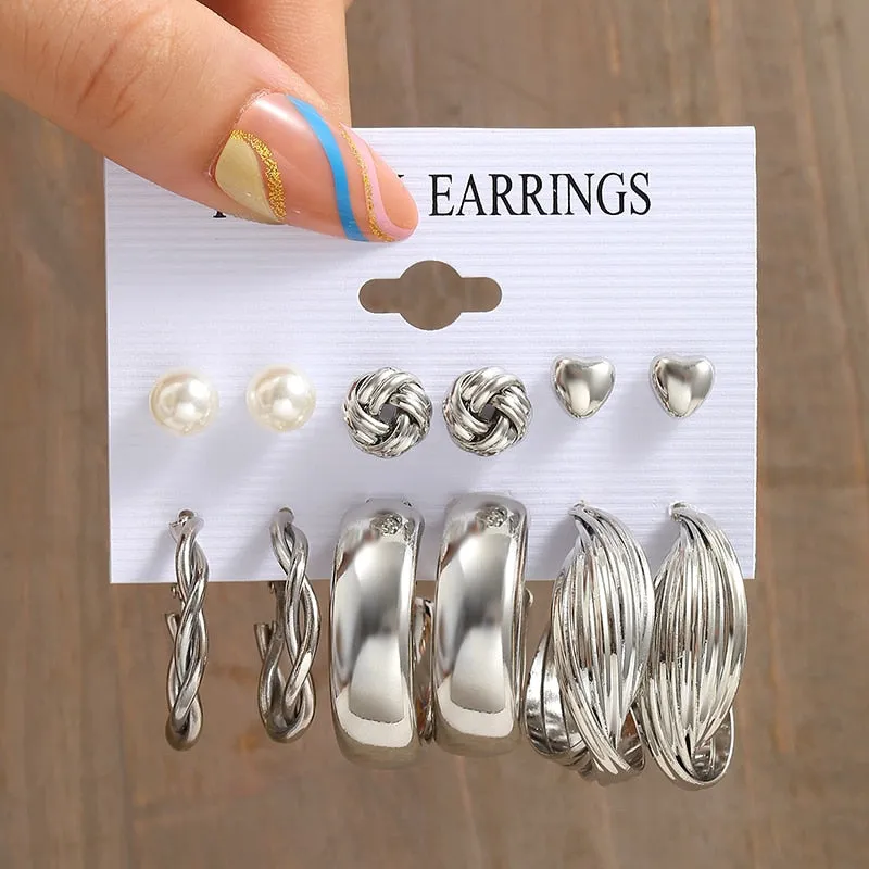 Silver color pearl earrings acrylic dangle earrings for women