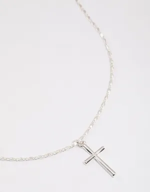 Silver Shiny Cross Pendant Necklace