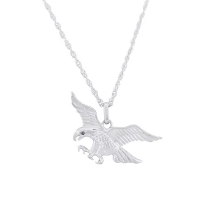 Silver Soaring Eagle Black Diamond Necklace