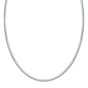 Size: 16'' - Sterling Silver Classic Omega Chain Necklace (3.0mm)