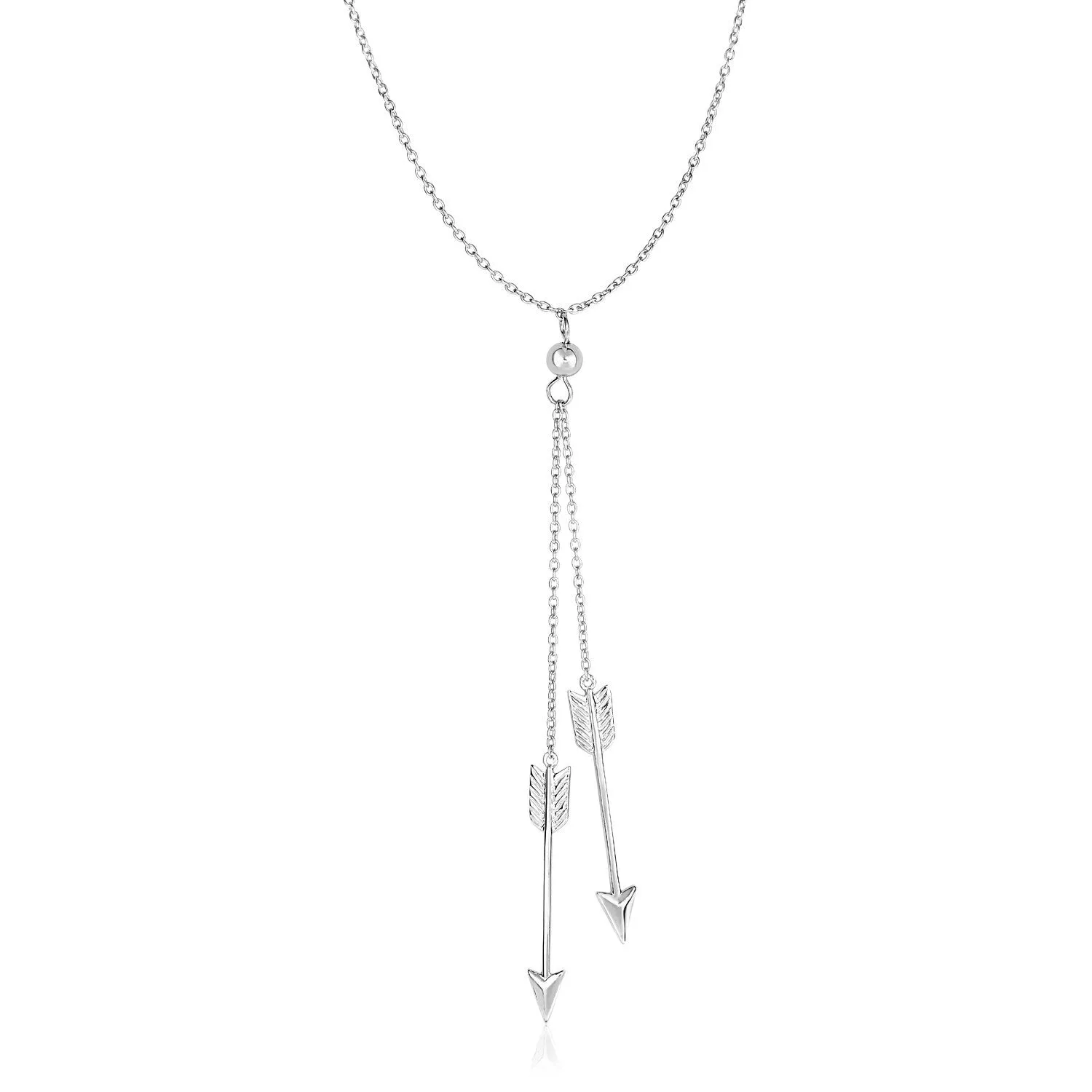 Size: 18'' - Sterling Silver 18 inch Lariat Necklace with Two Arrows