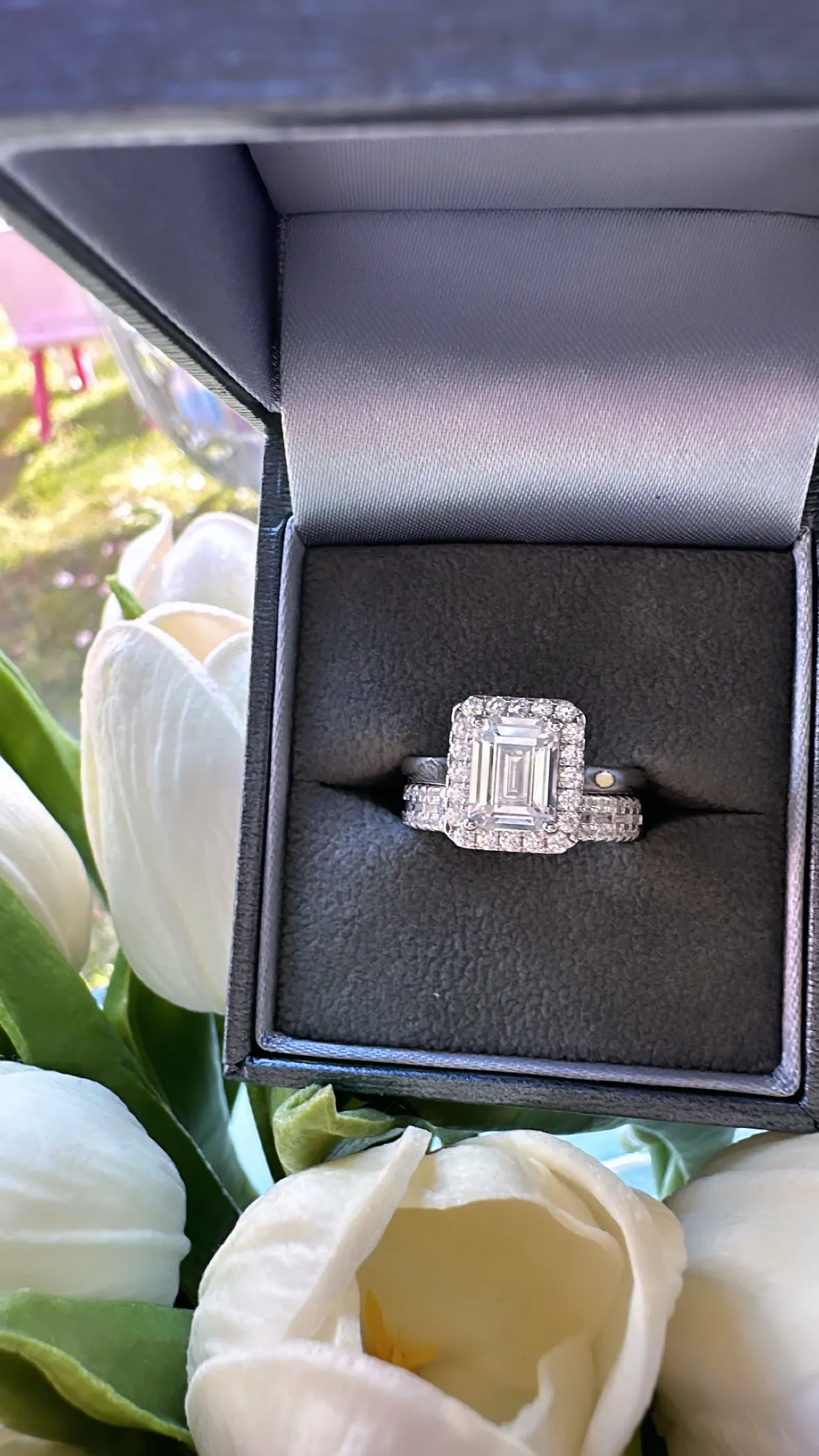 Sterling Silver Princess Emerald Cut Ring Set