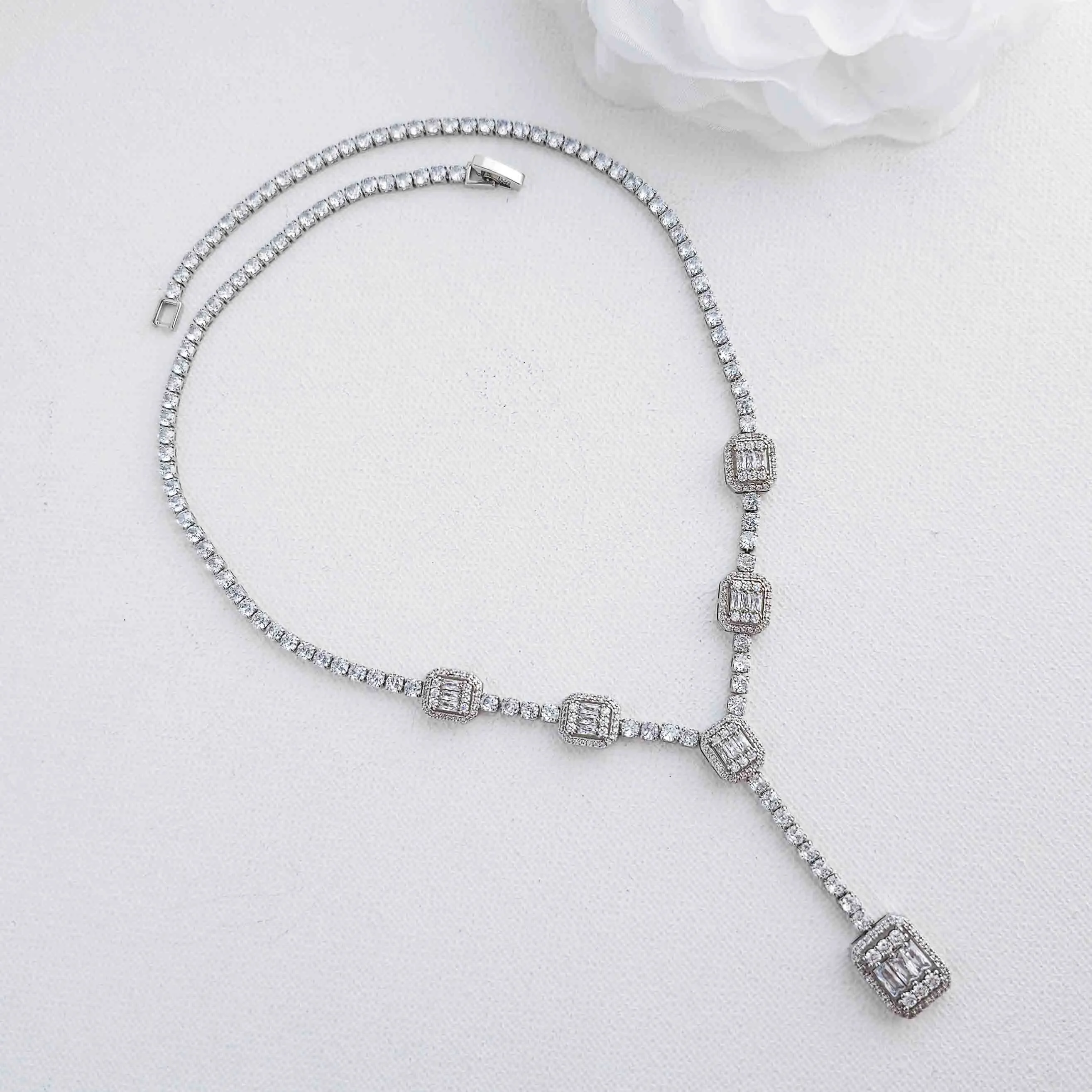 “T” Drop Necklace for Wedding and Formal-Edith