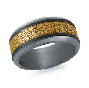 Tantalum with Carbon Fiber and 14K Yellow Gold Ring from the Tantalum Collection by Malo - MRDTC-020-9BY