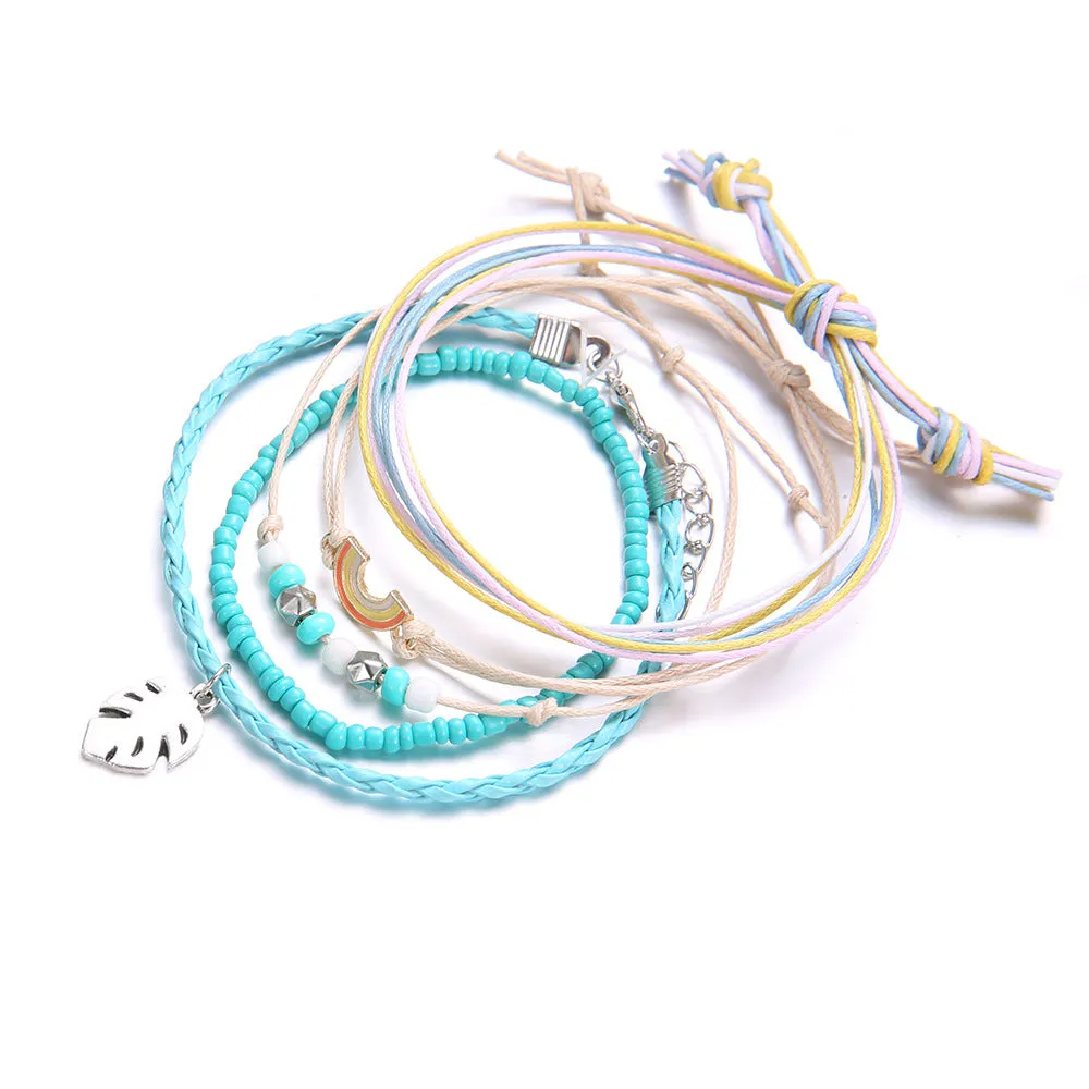 Trendy Colorful Hand Woven Bracelet Set