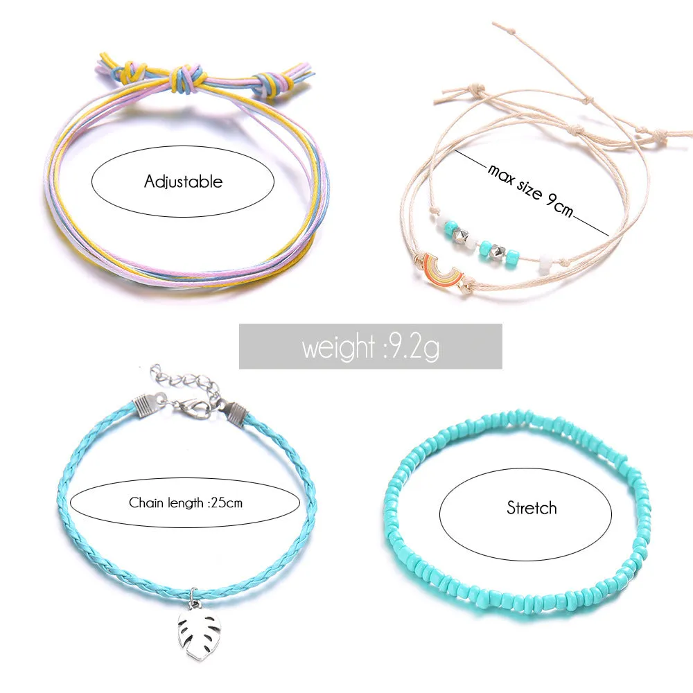 Trendy Colorful Hand Woven Bracelet Set