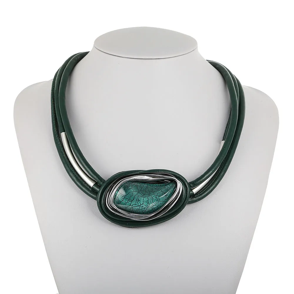 Trendy Resin Necklaces from Planderful Collection: Savanna Rhythms - Lightweight Aluminum Collar Editor's Pick !