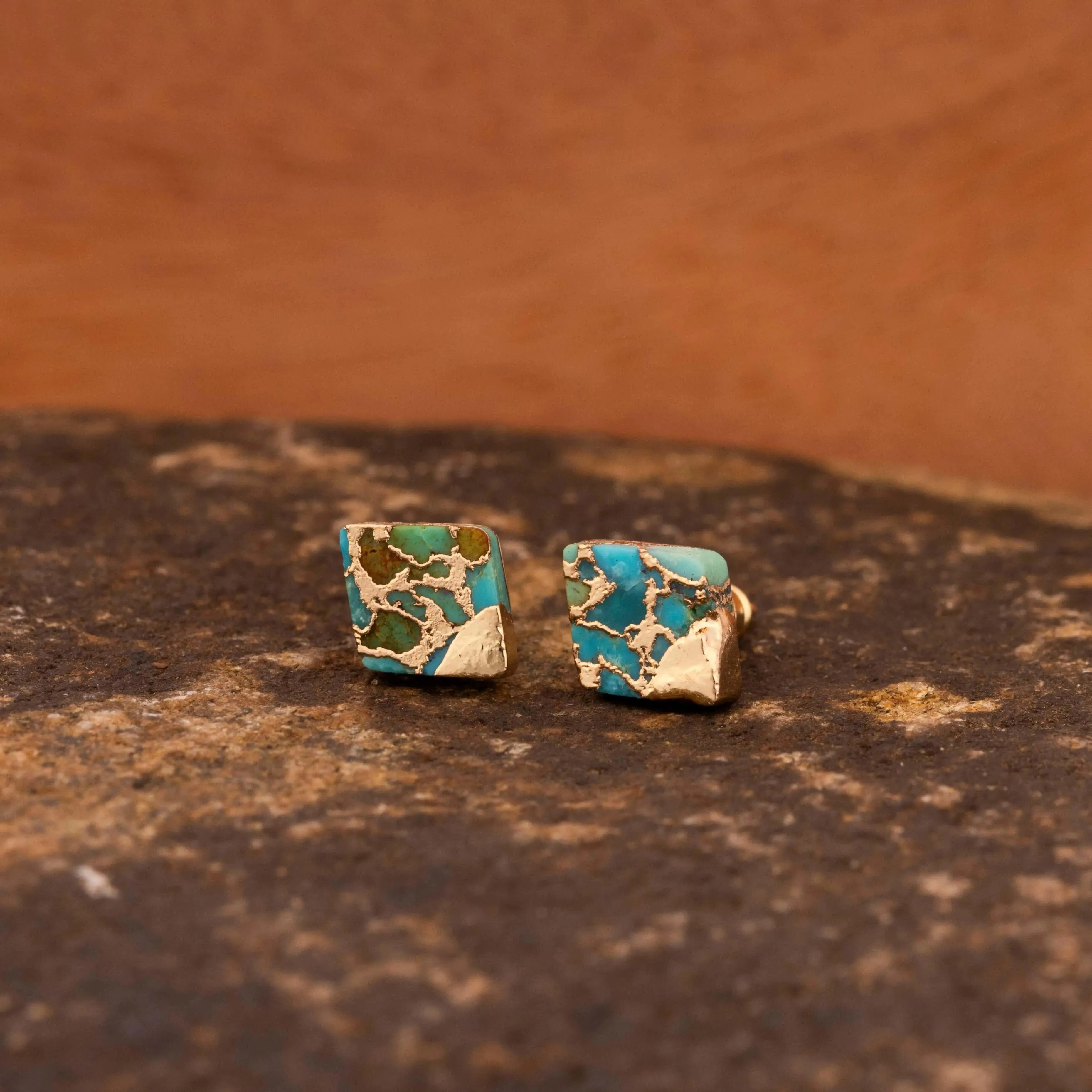 Turquoise and Gold Stud Earrings | Fine jewelry Perth