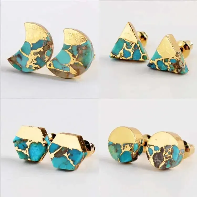 Turquoise and Gold Stud Earrings | Fine jewelry Perth