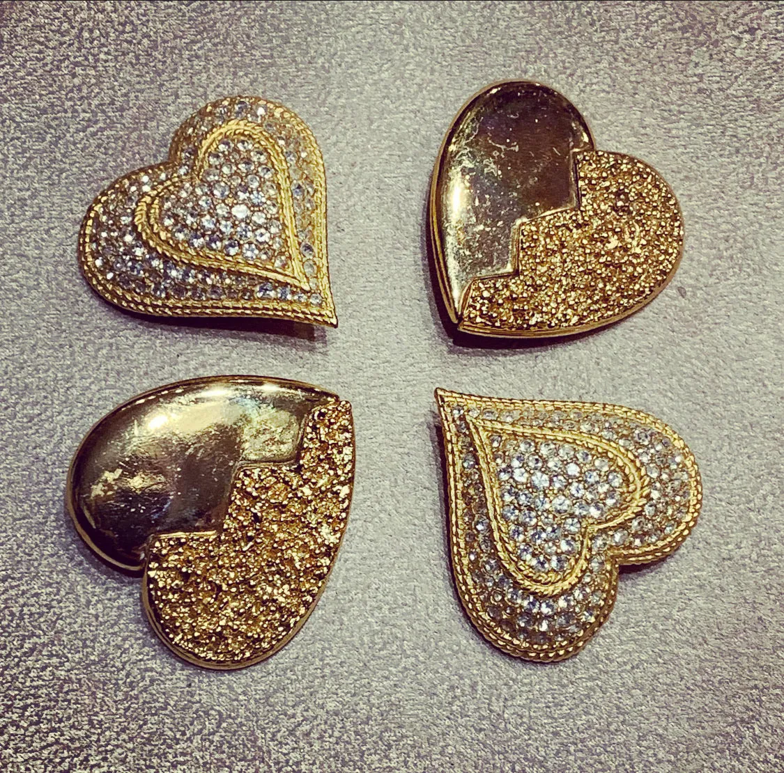 Vintage YSL Heart Earrings Gold Yves Saint Laurent