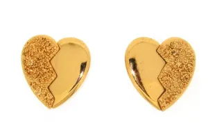 Vintage YSL Heart Earrings Gold Yves Saint Laurent