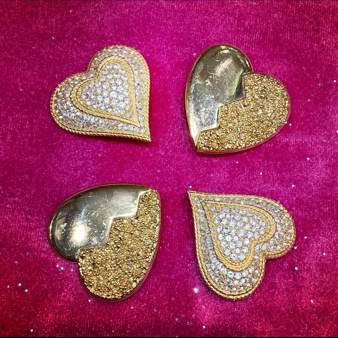 Vintage YSL Heart Earrings Gold Yves Saint Laurent