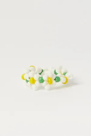 White Floral Beads Elastic Rings